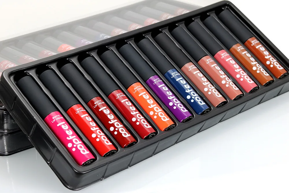 

Matte Lip Kit Professional 12pcs/Set Waterproof Nude Lipstick Set Moisturizer Long-Lasting Sexy Red Lip Makeup Tools #Zer