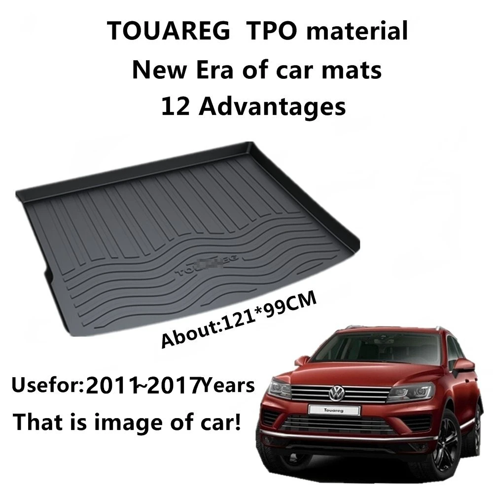 

SJ ALL Weather TPO Car Trunk Mats Tail Boot Cargo Liner Cover Rear Cargo Tray Luggage Pad For Volkswagen VW Touareg 2011-16 2017