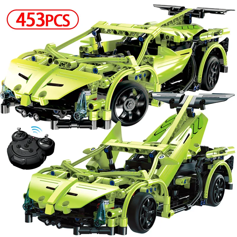 

Cada 419PCS RC Blue Sports Racing Cars Model Building Blocks Legoing Technic City Series Remote Control Vehicle Toys for Boys
