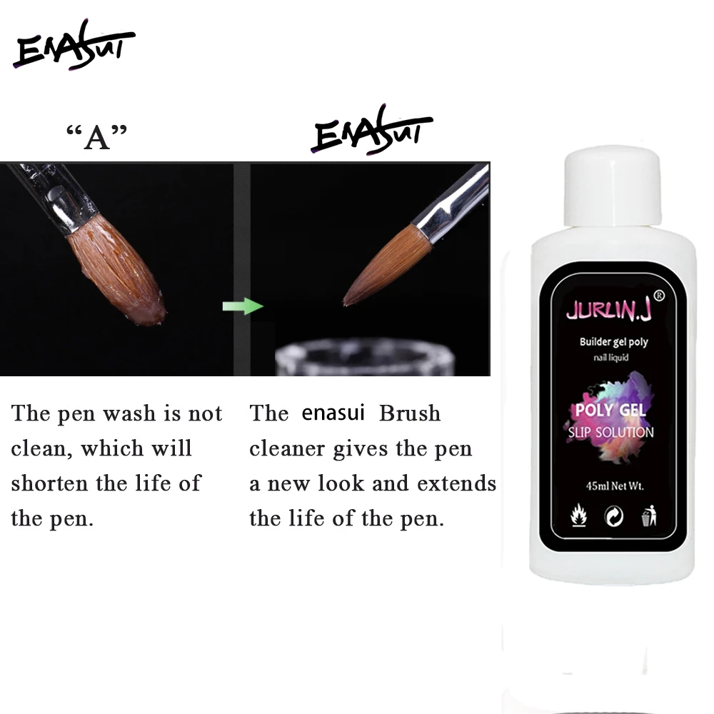 ENASUI 2*45ml Nail Polish Gel Liquid Slip Solution Gel Brush Cleaner Nail Extension UV Gel DIY Manicure Professionial