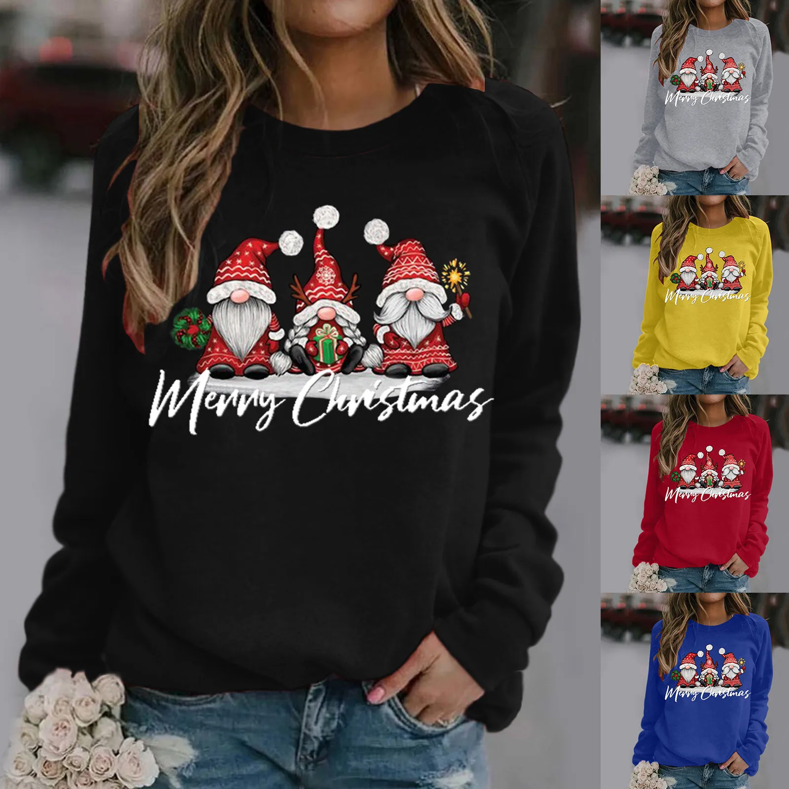 Harajuku Printed Women Hoodies Casual Long Sleeve O-neck Pullover Tops 2021 Autumn Winter Loose Female Sweatshirts Sudadera 1