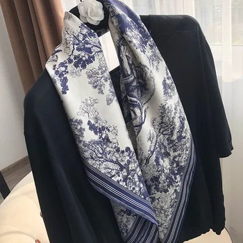 

Jungle Secret Print 100% Silk Scarf Wraps for Women Fashion Scarves Foulard 35"x35"