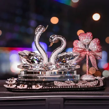

Elegant Clear Crystal Swan Figurine Car Perfume Bottle Glass Animal Paperweight Car Table Ornament Decor Valentine's Day Present