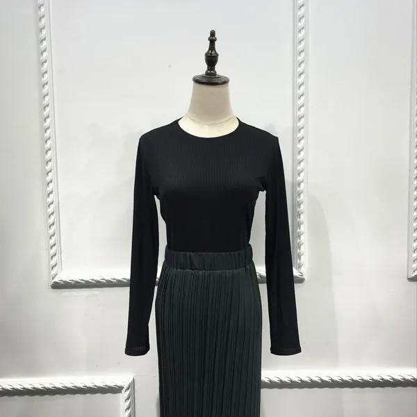 Black shirt Макси мусульманские женские плиссированные юбки модные элегантные повседневные с воланами полудлинные юбки SK9017 - Цвет: Black shirt