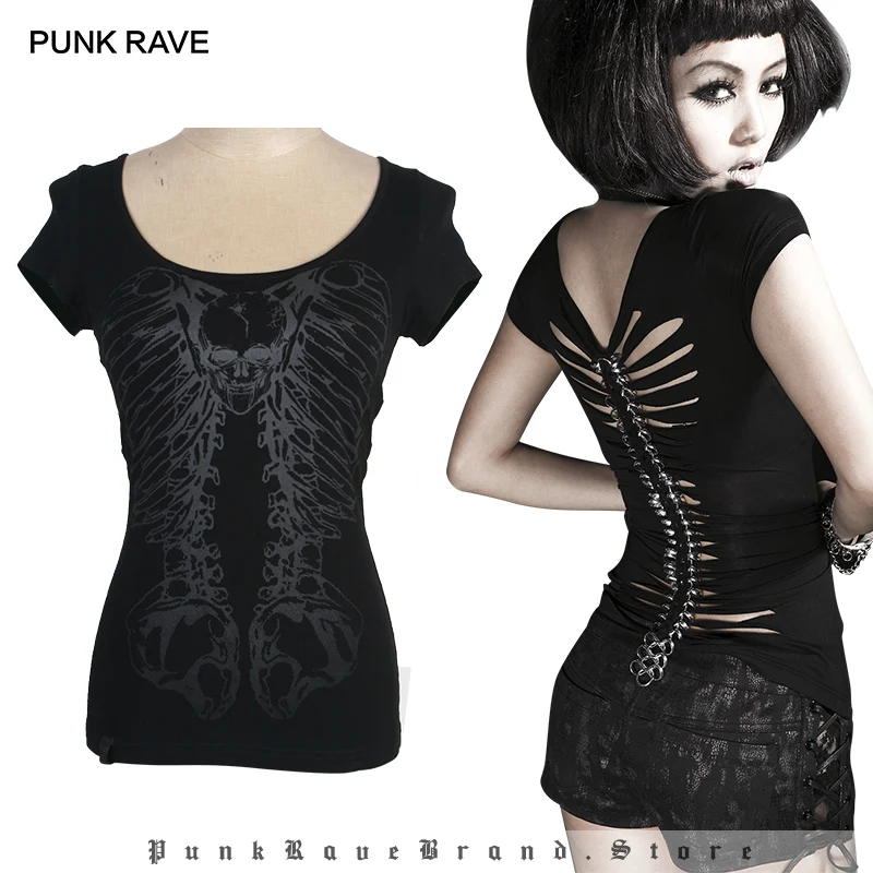 PUNK RAVE Punk Girls Club Hollow-out Summer Black