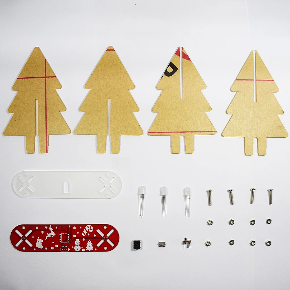 DIY Набор для рождественской елки, красочный легкий светодиодный светильник, Акриловая Рождественская елка с музыкой, электронный