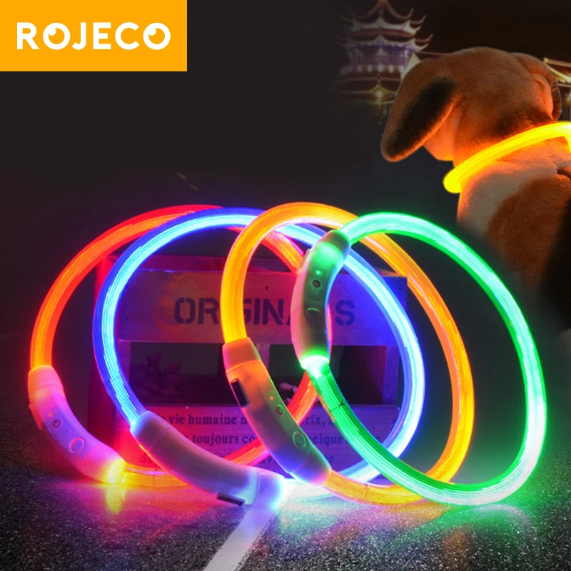 ROJECO светодиодный ошейник для собак перезаряжаемый безопасность домашних