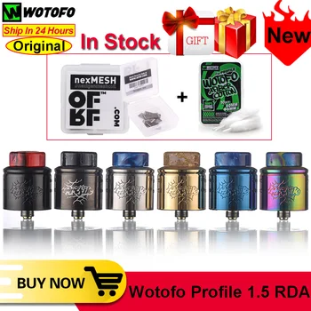

New Wotofo Profile 1.5 RDA Vape Atomizer Tank Vaporizer Rebuilding RDA with 510 Pin 0.13/0.16/0.15ohm A1 Mesh VS Profile RDA