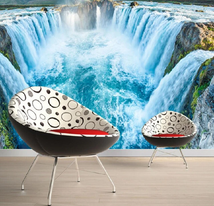 

Dropship Custom Photo Wallpaper Large Background Landscape Waterfall Wallpaper Mural Television Background Sofa Wallpaper Mural