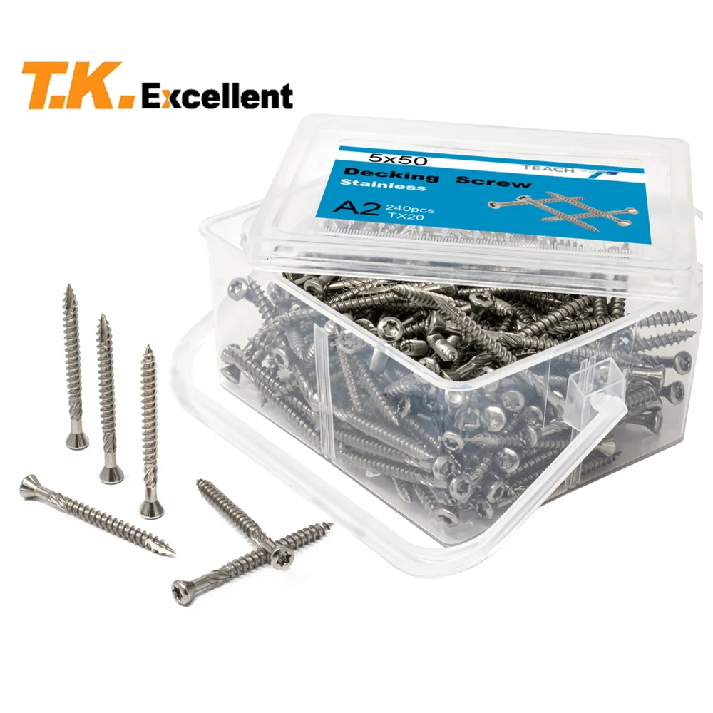240 шт. # 12x2 Torx Slot Knurled Type 17 Винты для деки из нержавеющей стали T25 Drive | Строительство