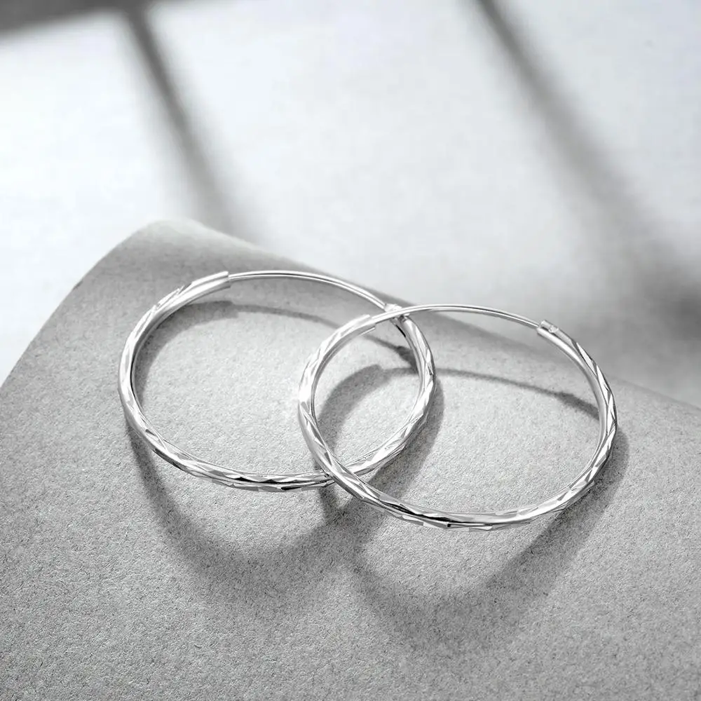 E ювелирные изделия 925 пробы серебряные большие круглые серьги для женщин Ювелирное Украшение для ночного клуба женские вечерние хип-хоп простые серьги-кольца в стиле бохо
