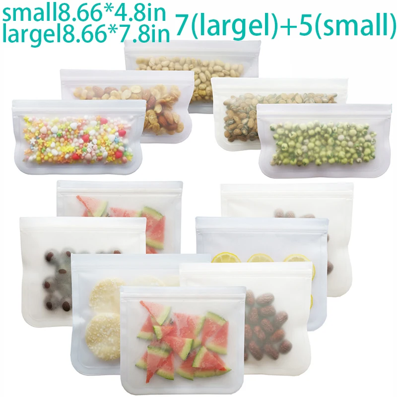 Translucent Frosted PEVA Food fruits Storage Bag Refrigerator Fresh bags Kitchen Leakproof high quality