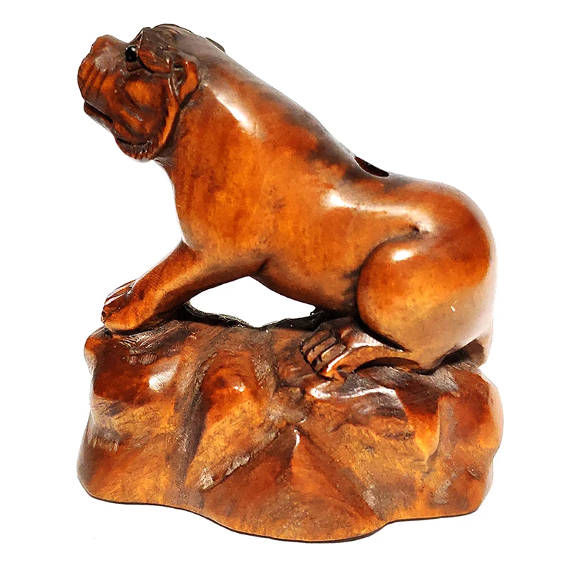 Y6485 - 20 Anni 2 "Netsuke In Bosso Intagliato A Mano: Tiger On Reef