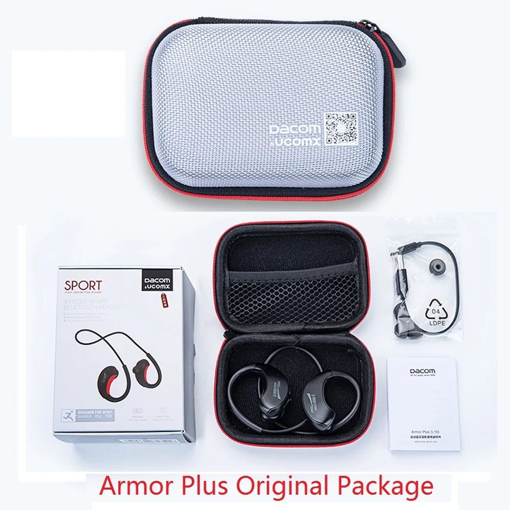plus black with box Оригинальная DACOM Armor G06 IPX5 водонепроницаемая Спортивная Беспроводная bluetooth-гарнитура V4.1 G06 анти-пот ушной крючок для бега - Цвет: plus black with box