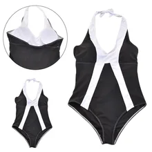 Купальные костюмы, регулируемый пляжный купальник, Цельный купальник, Цельный купальник для мамы и дочки, обтягивающий, черный и белый цвета