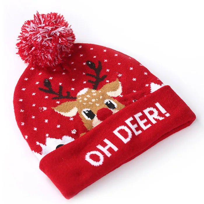 Рождественская женская вязаная шапка, зимняя теплая шапочка, шапка с шариком для девушек, для улицы BB55