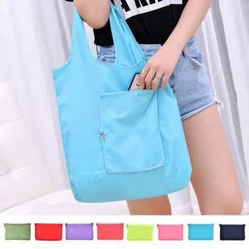 

8 Colors Travel Home Storage Bag Fashion Foldable Shopping Bag Reusable Grocery Bags Durable Multifunction HandBag 1PCS