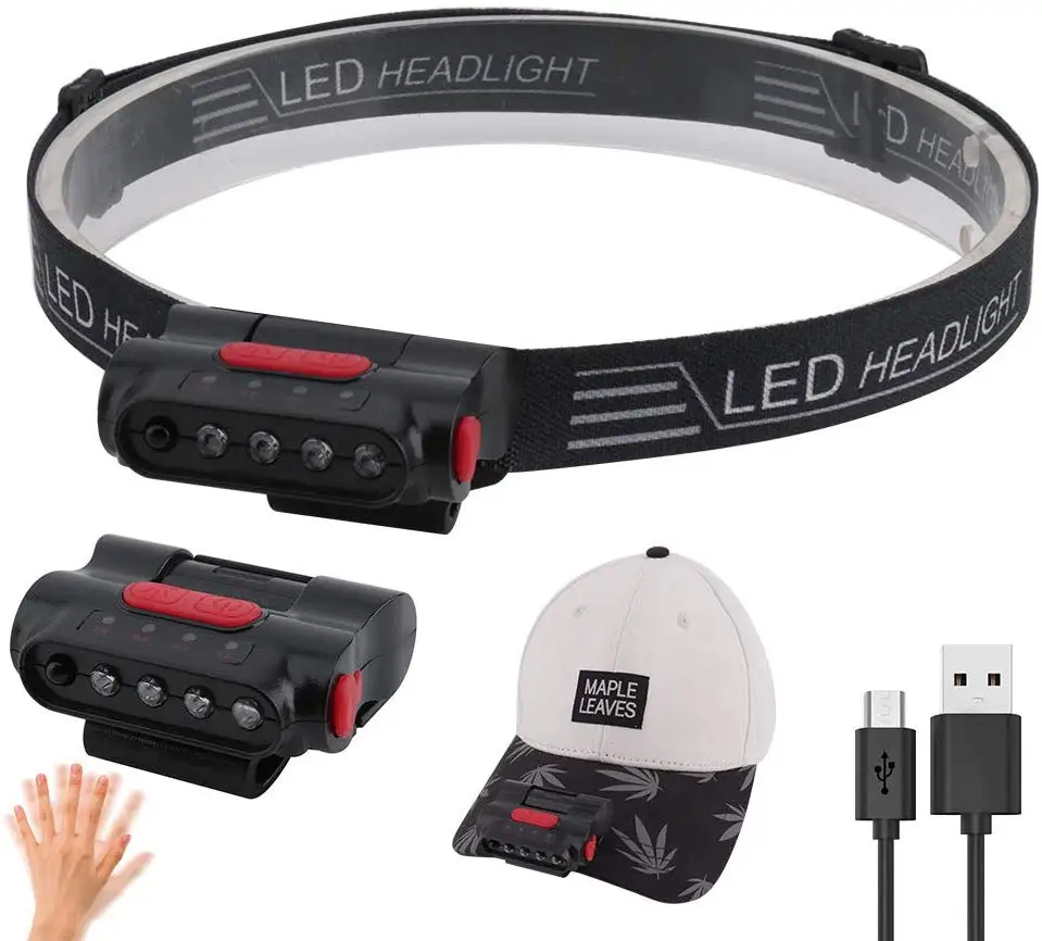 2020 новейший! 3LED лампа на шапку перезаряжаемый легкий датчик движения налобный