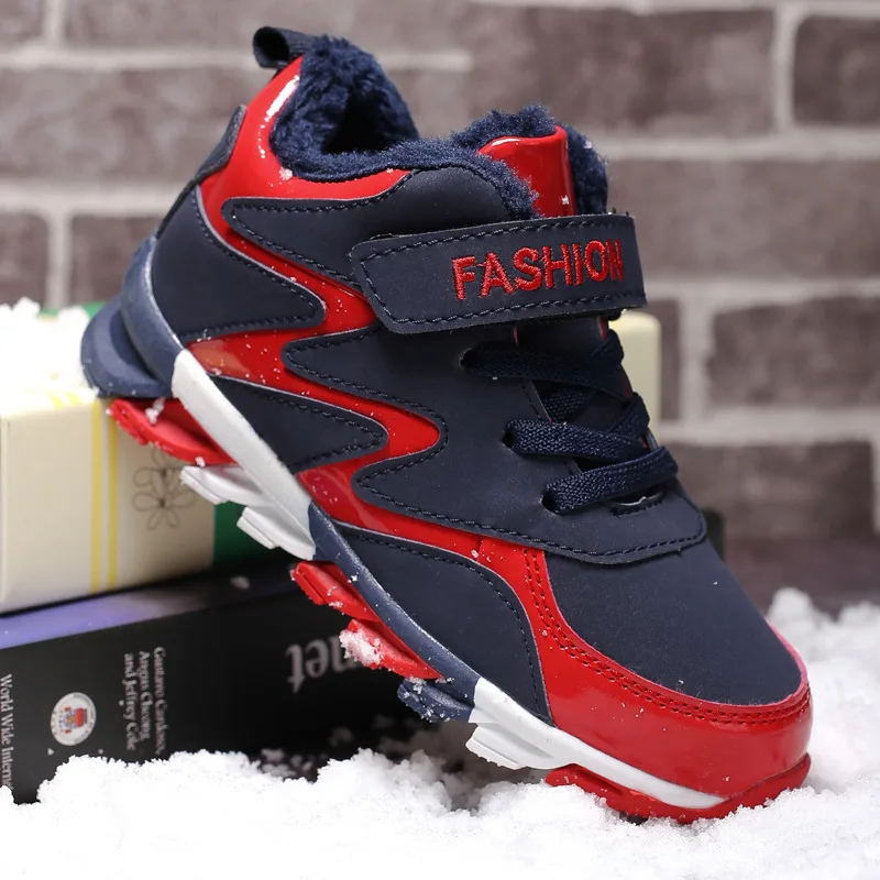 Children's Sport Shoes Plus Velvet Warm Cotton Running Shoes for Boys Fashion Winter Boots Kids Girl Leather Boots Boys Sneakers