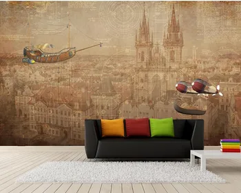 

Papel de parede Paris city retro 3d wallpaper,living room sofa TV wall bedroom wall papers home decor restaurant cafe bar mural