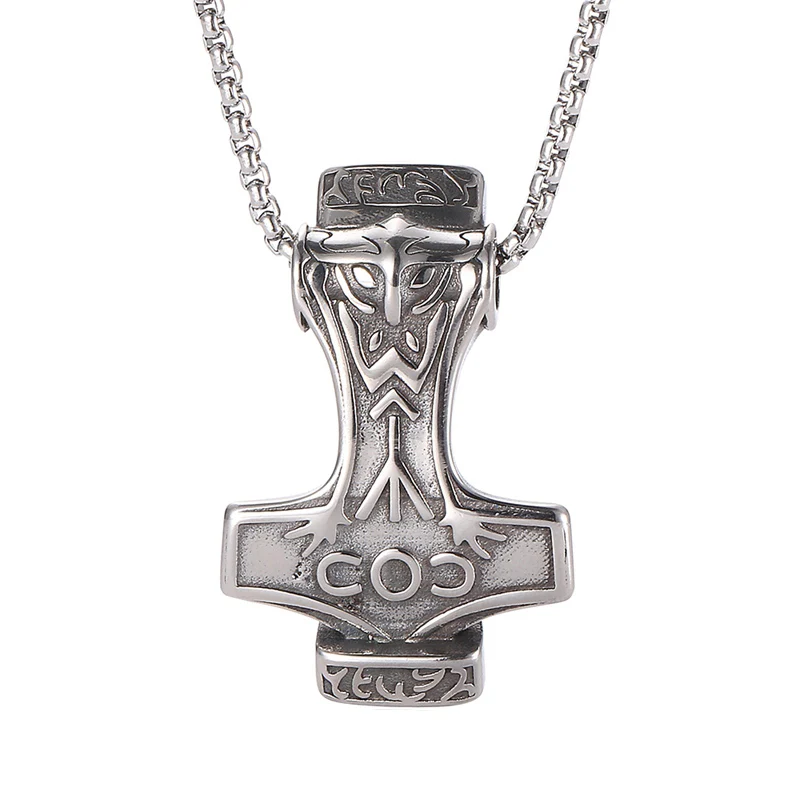 

Punk Men Stainless Steel Thor Hammer Pendant Necklace Rock Style Statement Necklace Jewelry Accessories SP0425