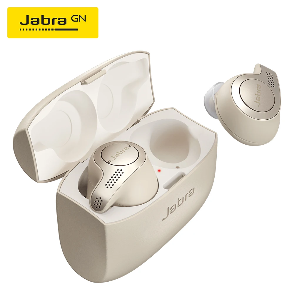 Беспроводные наушники Jabra Elite 65t Alexa с зарядным чехлом титановый черный золотой