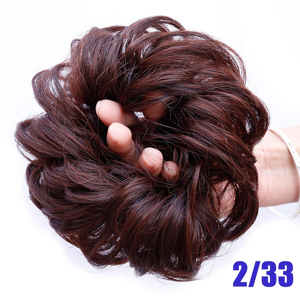 MEIFAN, вьющиеся резинки для волос для девочек, шиньон, с резинкой, коричневый, черный, синтетические волосы, кольцо, обруч для волос, пучок, хвосты для наращивания - Цвет: 2-33