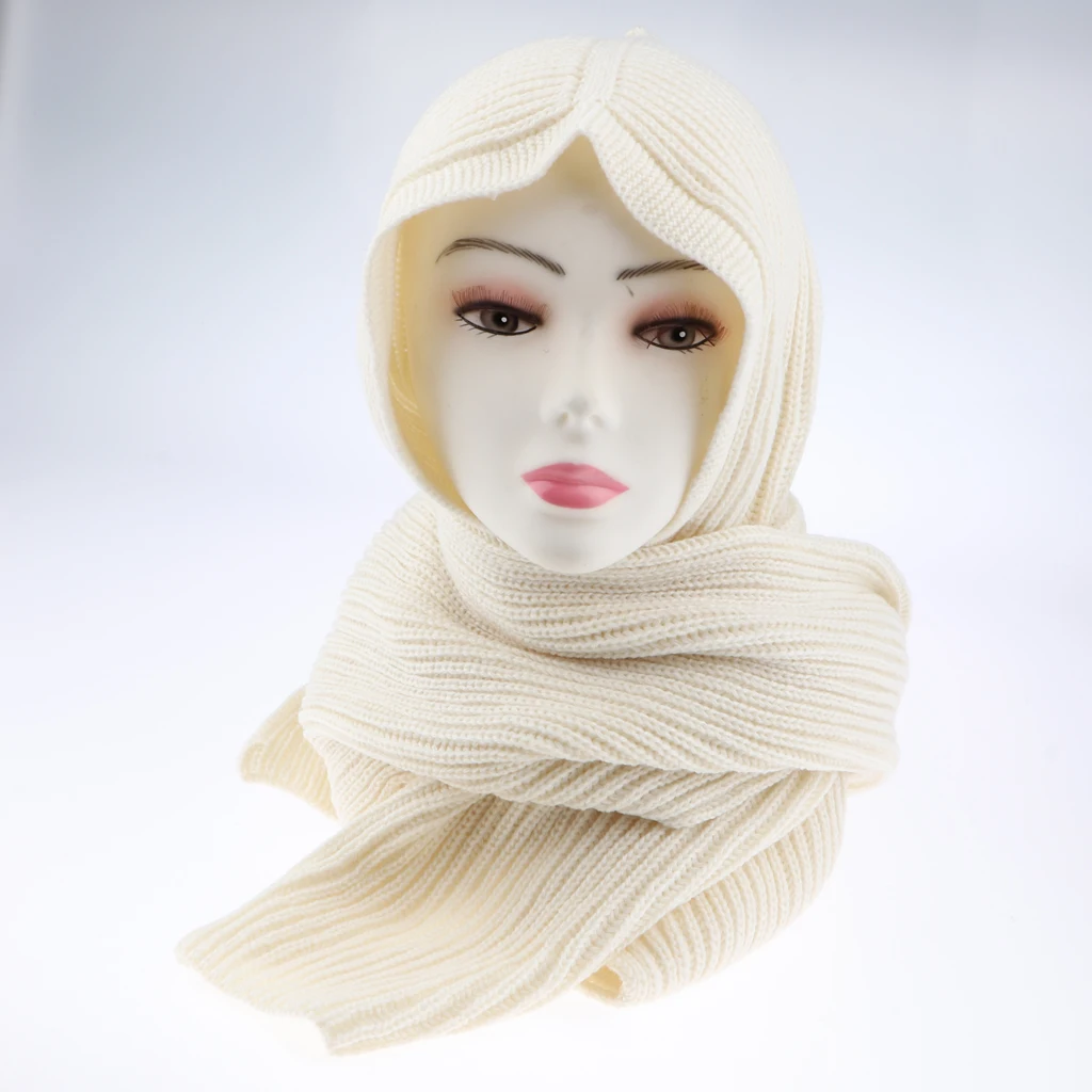 Hooded Winter Scarf for Men & Women- Chunky Knitted Scarves Hoodie Hat Warm Knitted Earflap Hats Snood Wraps Crochet Scarves