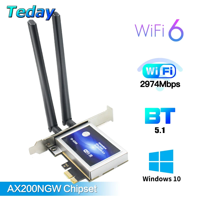 2974 Мбит/с двухдиапазонный беспроводной настольный PCIe Intel AX200 карта 802.11AX 2 4G/5 ГГц