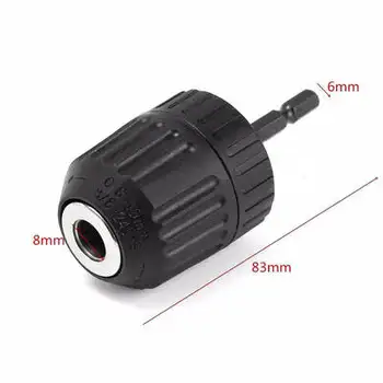 

3/8-24UNF 0.8-10MM Keyless Drill Chuck Clip With 1/4'' Hex Shank Rod Hex Chuck Adapter Converter Woodworking Screwdriver Tool