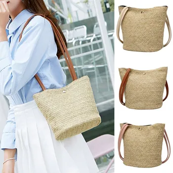 

Women Handbag Summer Beach Bag Rattan Woven Handmade Knitted Straw Large Capacity Totes Women Shoulder Bag Bohemia New 2020 #45