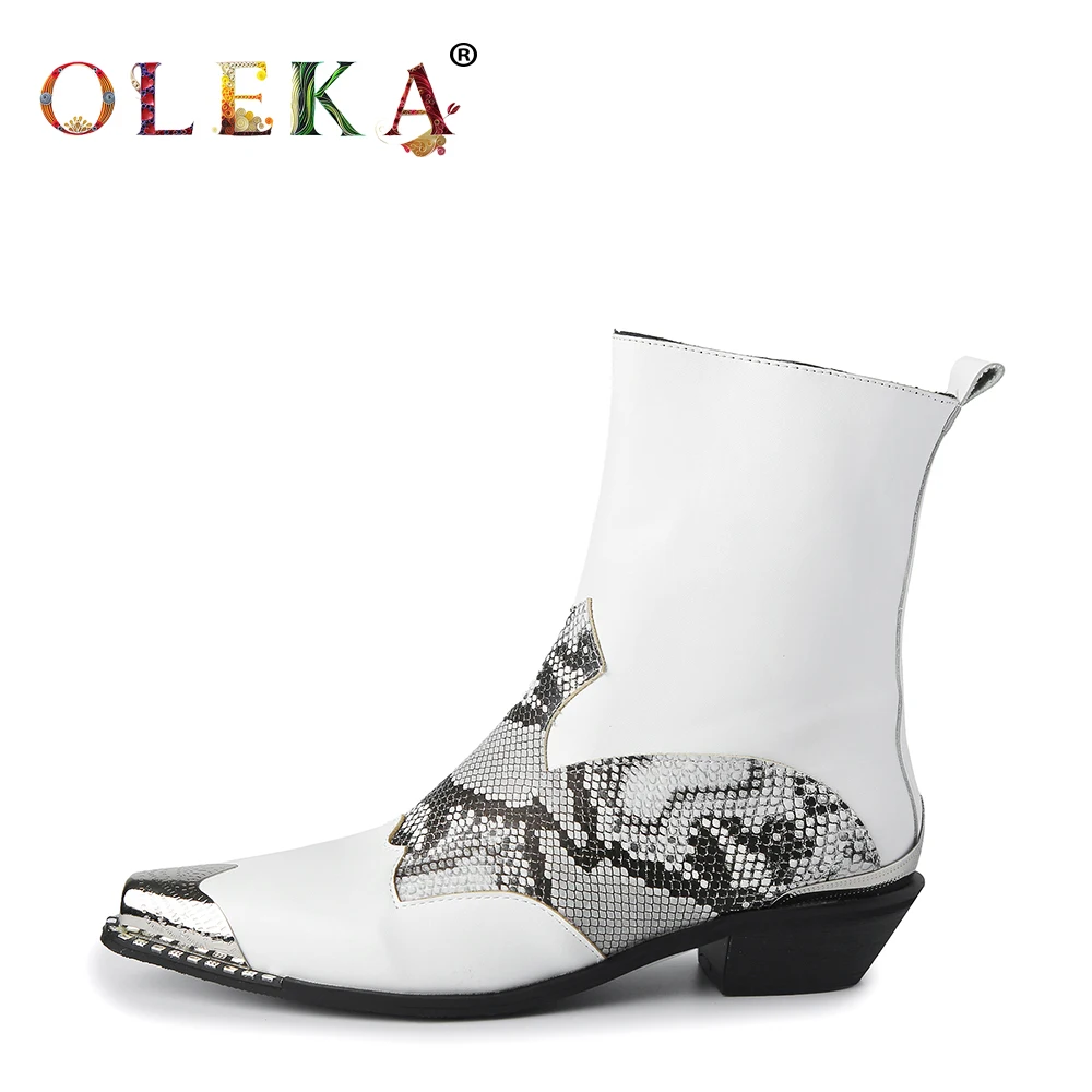 

OlLEKA Mid-calf Winter Winter Boots Square Heel Metal Decoration Square Toe Womans Boots Fashion Style Western New AS424