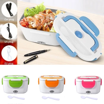 

12V 110V 220V Electric Heated Lunch Box Portable 2 in 1 Car& Home Car/US/EU Plug Bento Boxes Stainless Steel Food Container