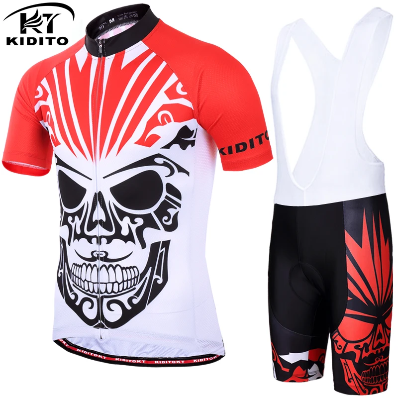 Bib Cycling Set 3 KIDITOKT/комплект Джерси с черепом для велоспорта; Забавный летний костюм для велоспорта; одежда для горного велосипеда; одежда для гонок и велоспорта; костюм - Цвет: Bib Cycling Set 3
