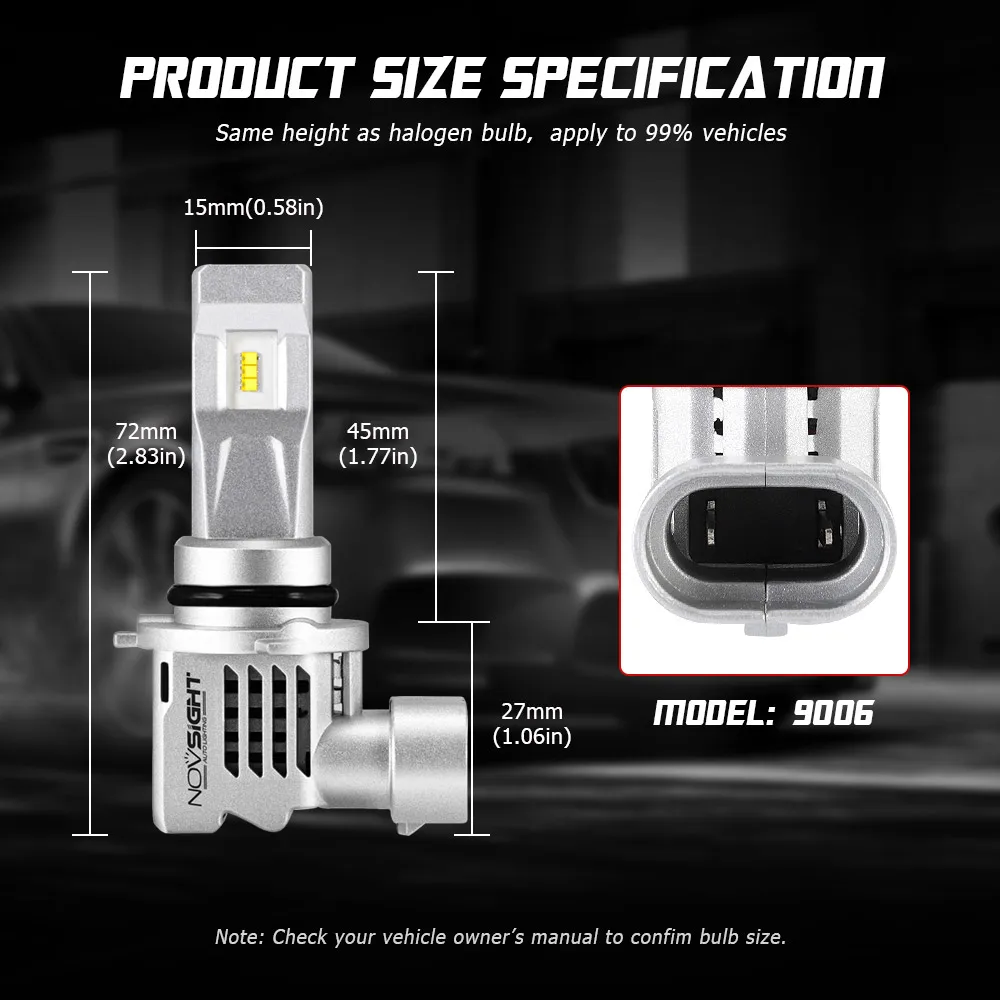 NOVSIGHT 2 шт. мини-светодиод машины фар H4 светодиодный H7 H11 9005 9006 HB3 HB4 H1 H3 1:1 конструкция 55W 6000K белый Автомобильные светодиодные лампы, новинка