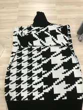 White Sweater Turtleneck Long Pullover Simplee Knitted Houndstooth Black Women Warm Fashion
