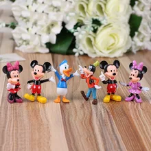 6 pçs disney figuras mickey mouse minnie mouse clubhouse festa de aniversário decoração do bolo pvc figuras de ação brinquedos para crianças ds10(China)
