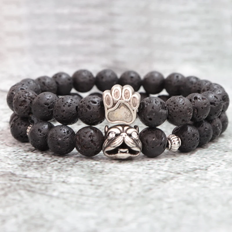 Noter French Bulldog Bracelets For Men, Women Vintage Dog Paw Natural Tiger Eye Bracelet - PeticaDeals