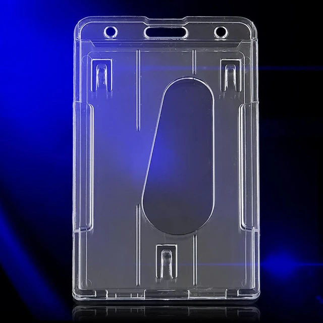 Étui en plastique transparent pour carte d'identité, porte-badge double  face, couverture rigide verticale, étui pour carte de crédit, 5 pièces -  AliExpress