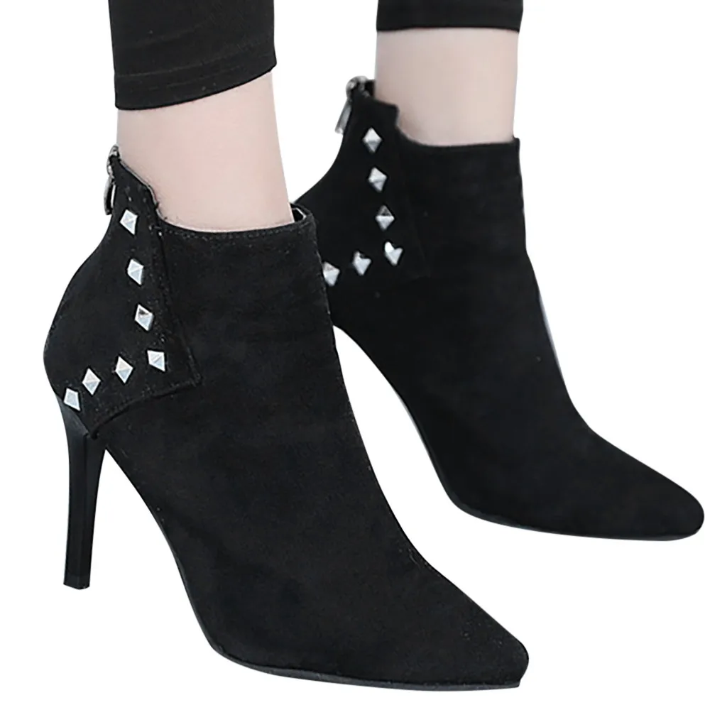 

SAGACE Fashion Rivet Thin High Heel Boots For Women Ankle Booties Shoes Short Boots Ladies Vintage Elegant Ankle Booties Heels
