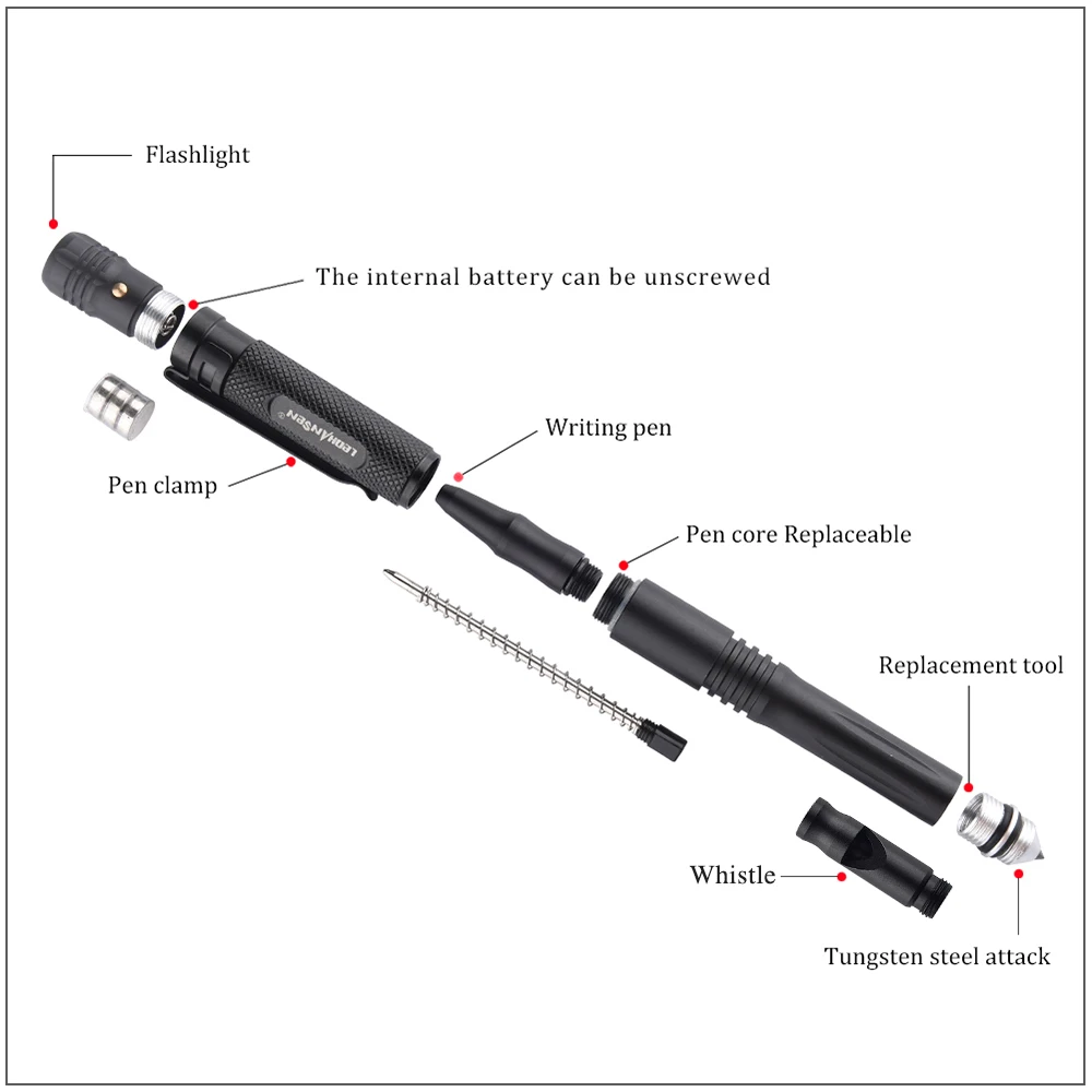 Мультитул/свисток, тактическая ручка для самозащиты, тактическая ручка для личной защиты, светодиодный фонарик, стеклянный выключатель, EDC, снаряжение для выживания