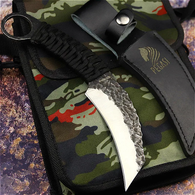 Пегаси ручной ковки 9Cr18 черный клинок в форме клешни острый открытый коготь нож Тактический коготь нож+ черный кожаный чехол