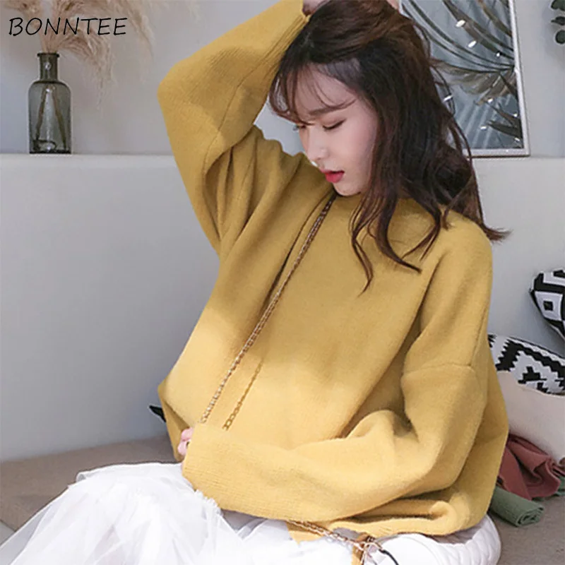 Женские пуловеры ярких цветов однотонный мягкий свободный Универсальный