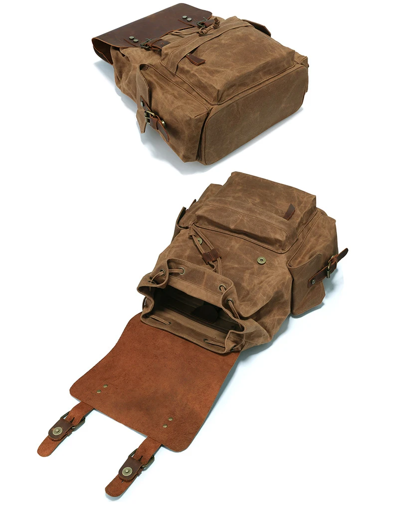 ELVASEK Large capacity Men's computer backpack retro canvas backpack canvas shoulder bag men's bag multifunction bag