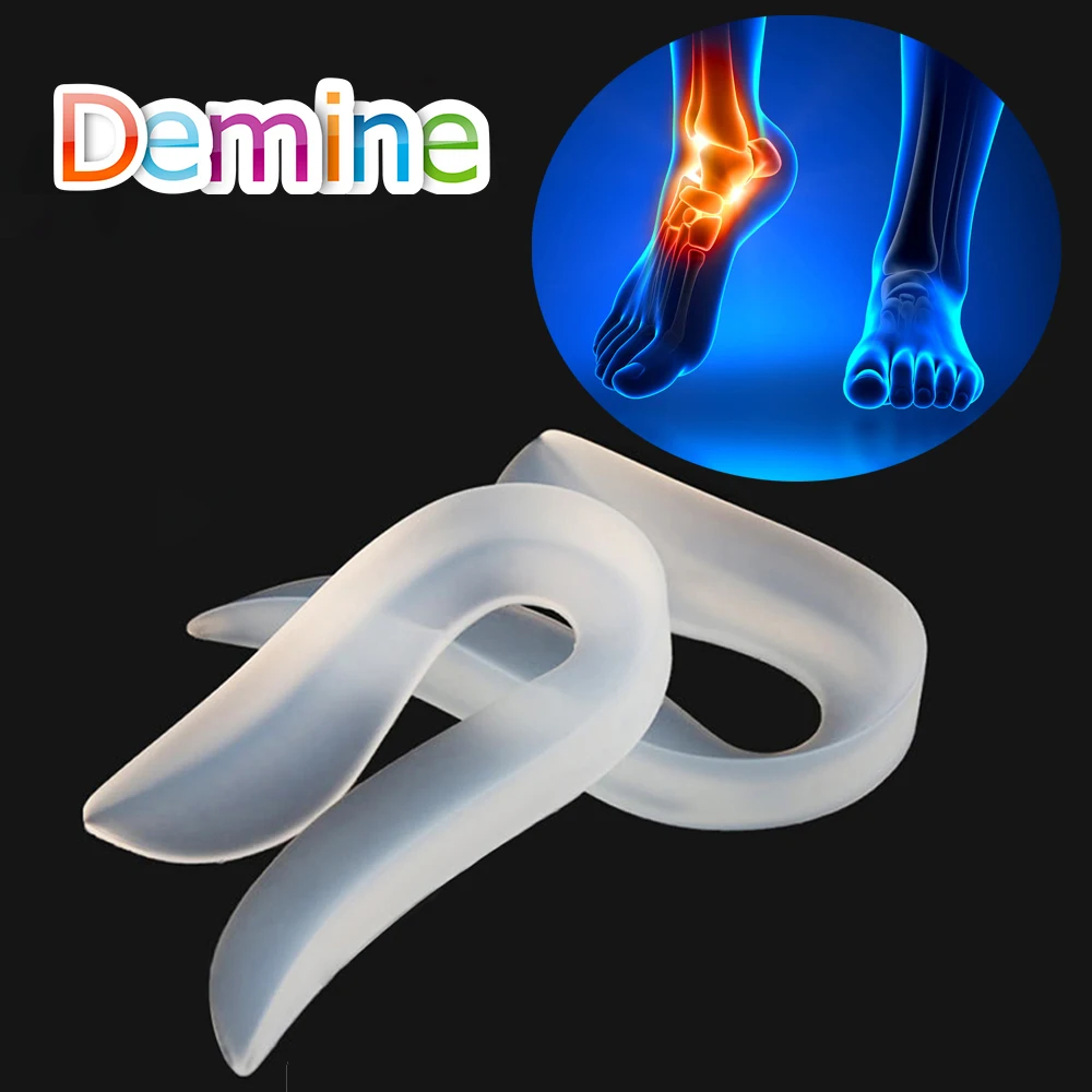 

Demine Silicone Gel Heel Insoles for Plantar Fasciitis Heel Spur U-shaped Pain Relief Protective Inserts Soft Pads Men Women