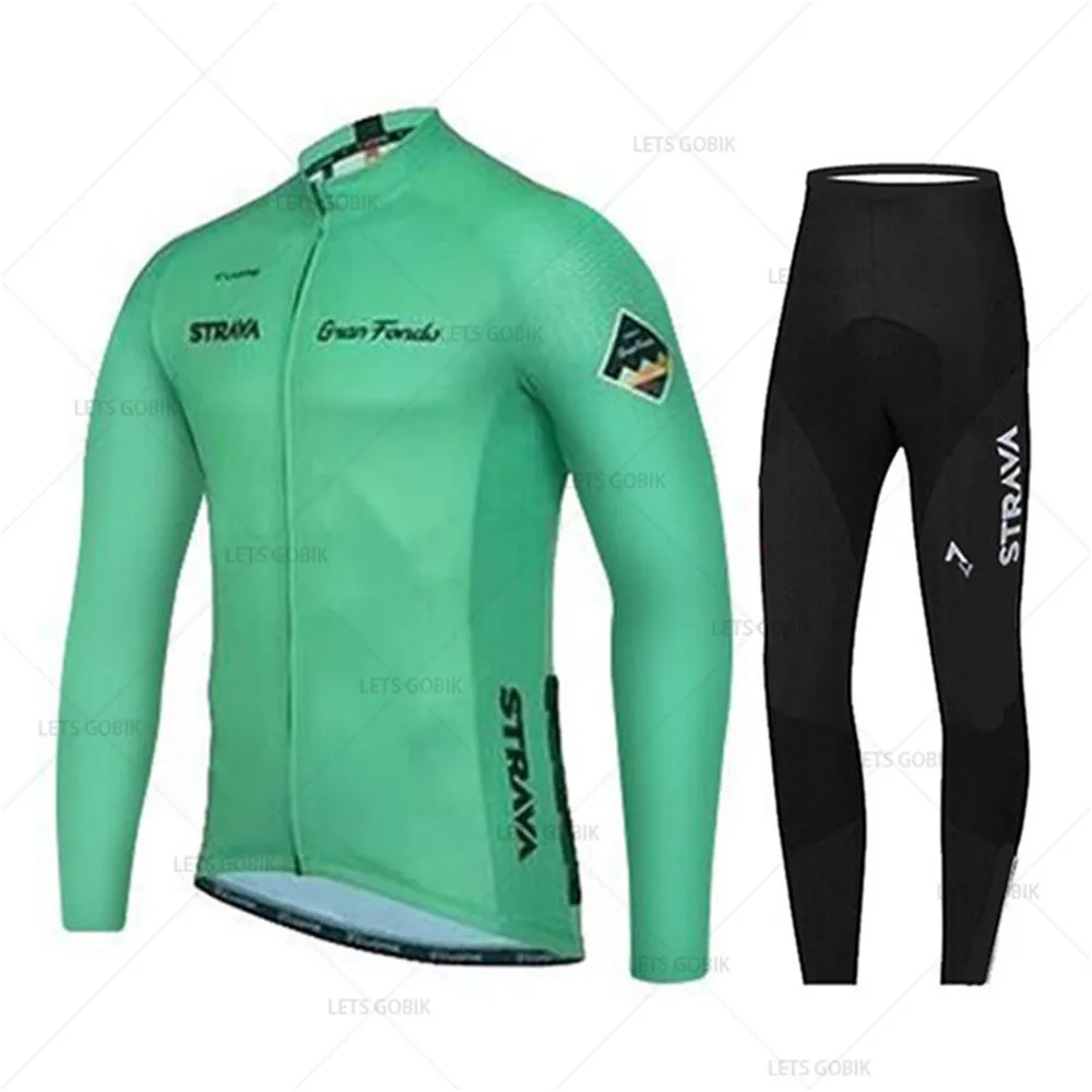 STRAVA темно-синий Майо Ciclismo Pro Team с длинным рукавом Майки для велоспорта Одежда для велоспорта Дышащая Mtb Одежда для езды на велосипеде - Цвет: Normal cycling set