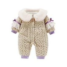 Mono de bebé recién nacido en invierno, ropa de algodón con lazo púrpura, adorno de encaje, novedad