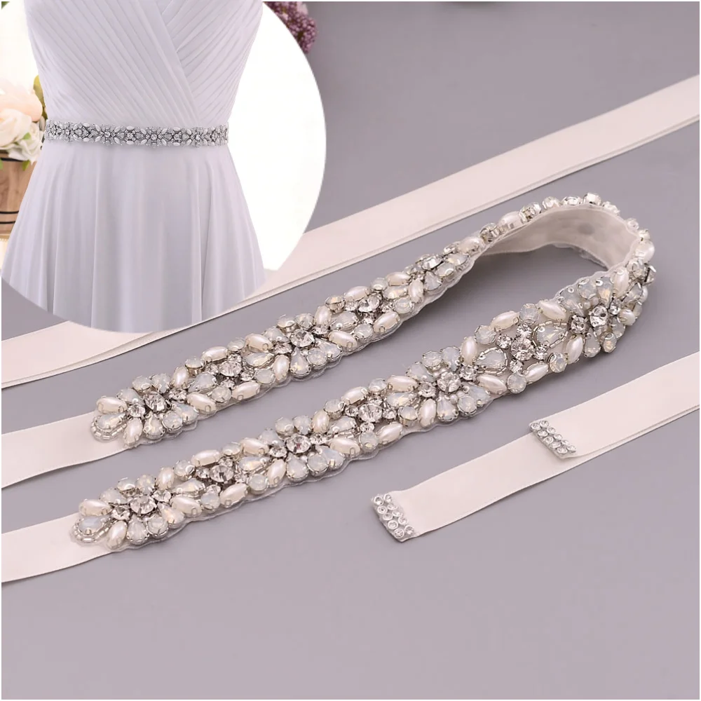 

TOPQUEEN Beaded Bridal Belt for Dresses Opal Belt Wedding Bridal Belts Womens Embellished Belt Bridal Belt with Pearl S450