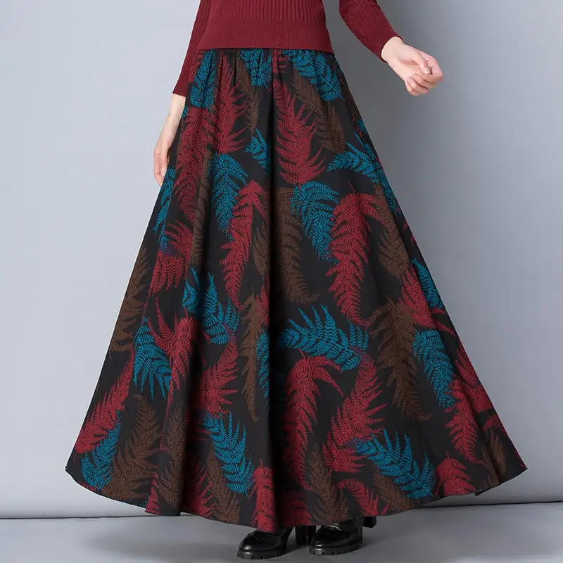 2 Skirts Womens Винтажные женские юбки s Saia, осенне-зимняя юбка с высокой талией, женские элегантные юбки, Повседневная Длинная женская юбка с принтом, Jupe Femme Q2133 - Цвет: 2 Skirts Womens