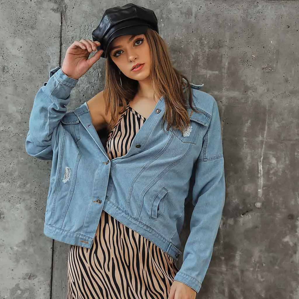 

JAYCOSIN Denim Jacket Women Autumn Long Sleeve Women's Bomber Jacket Button Jean Jackets Outwear Coat chaqueta mujer 19AUG24